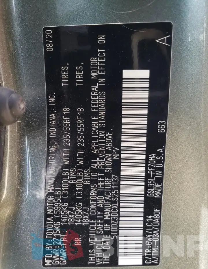 5TDDZ3DCXLS251137 Photo# 13