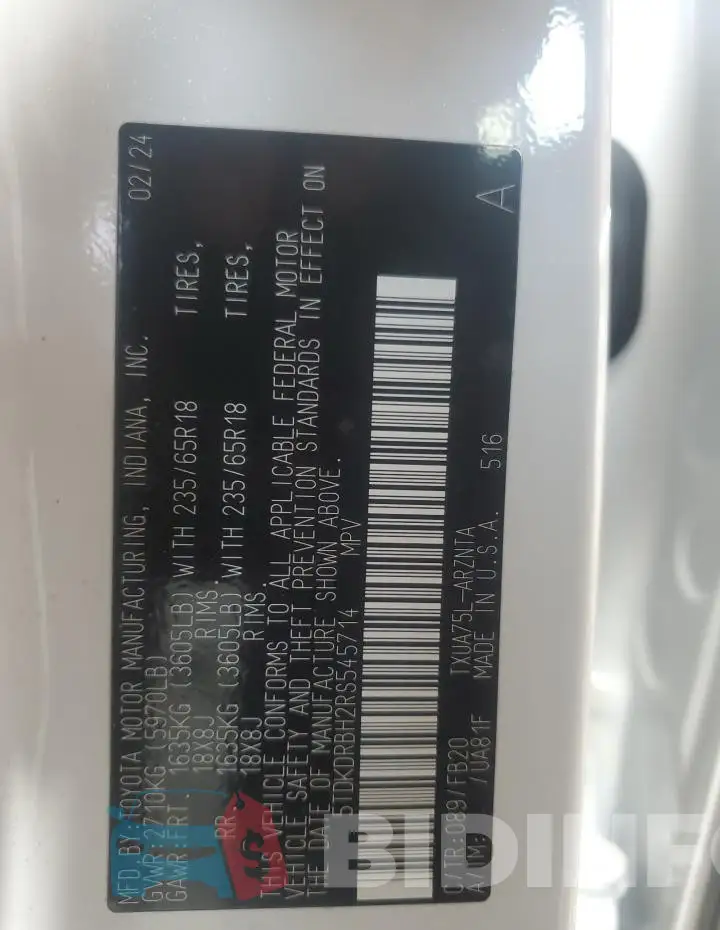 5TDKDRBH2RS545714 Photo# 13