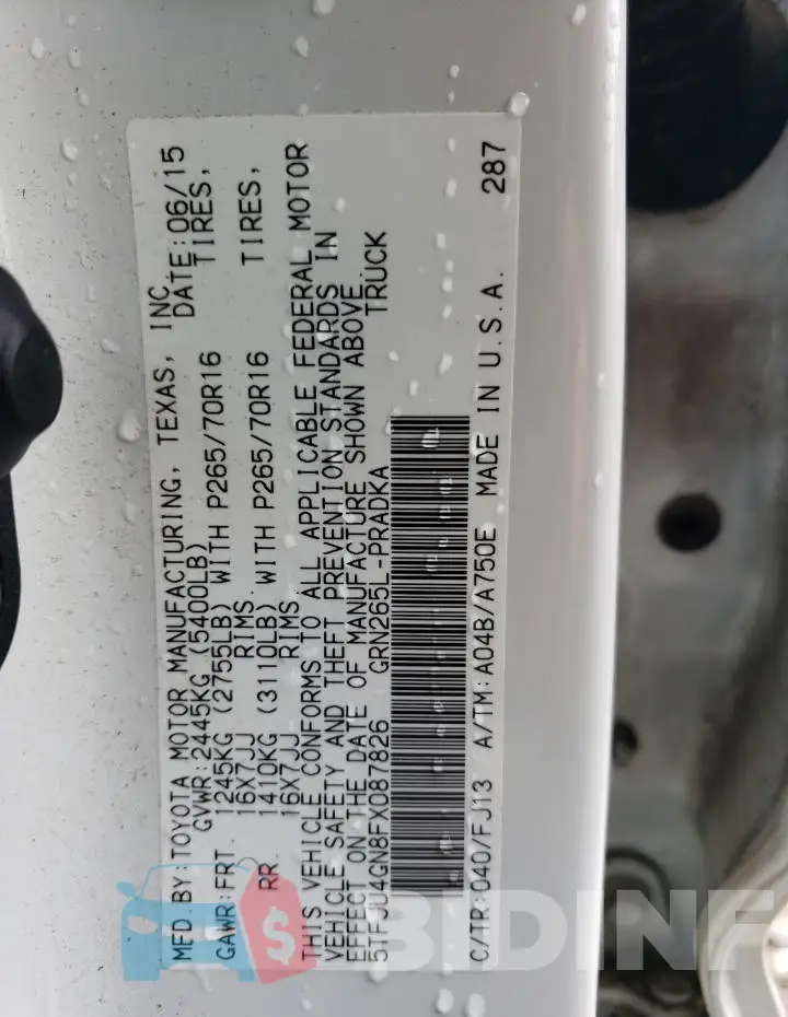 5TFJU4GN8FX087826 Photo# 13