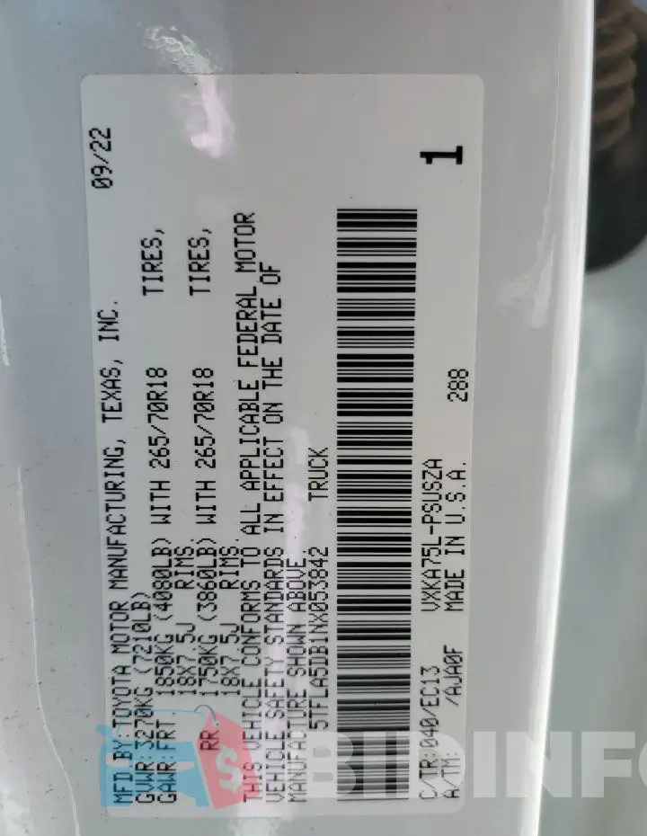 5TFLA5DB1NX053842 Photo# 13