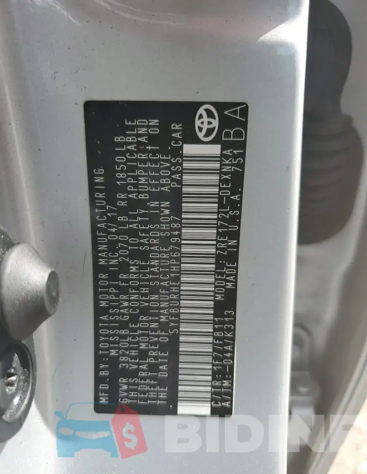 5YFBURHE1HP679487 Photo# 13