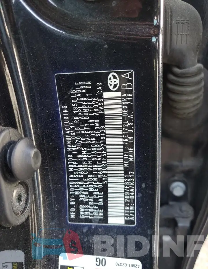 5YFBURHE5HP719439 Photo# 12