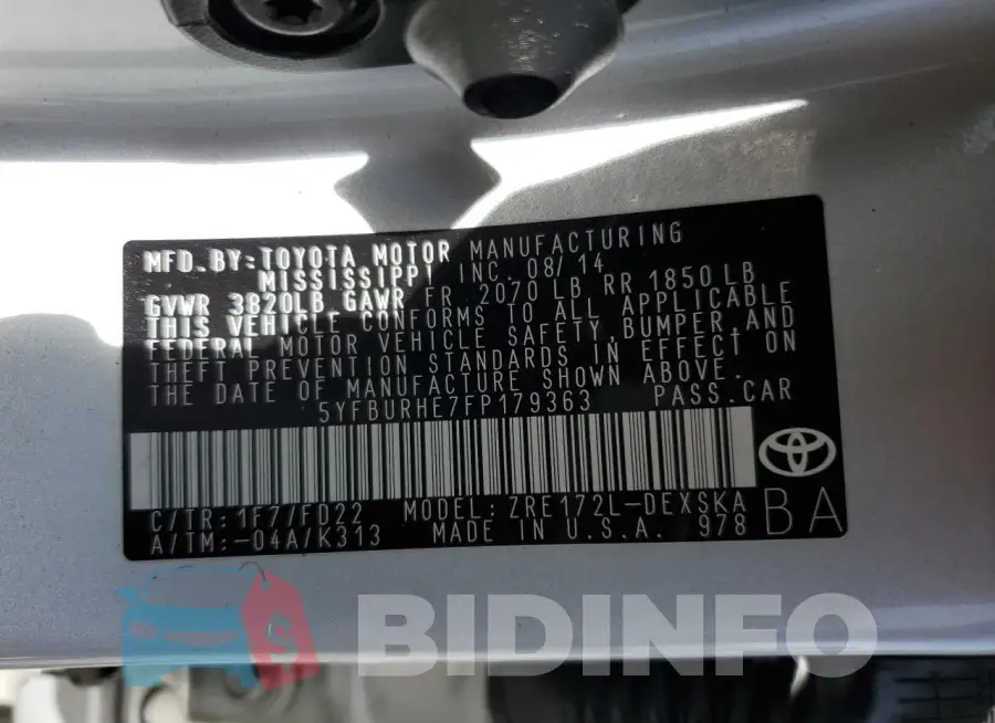 5YFBURHE7FP179363 Photo# 13