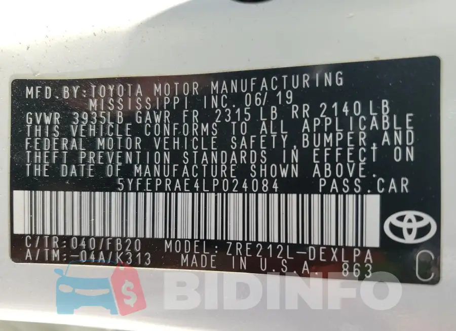 5YFEPRAE4LP024084 Photo# 12