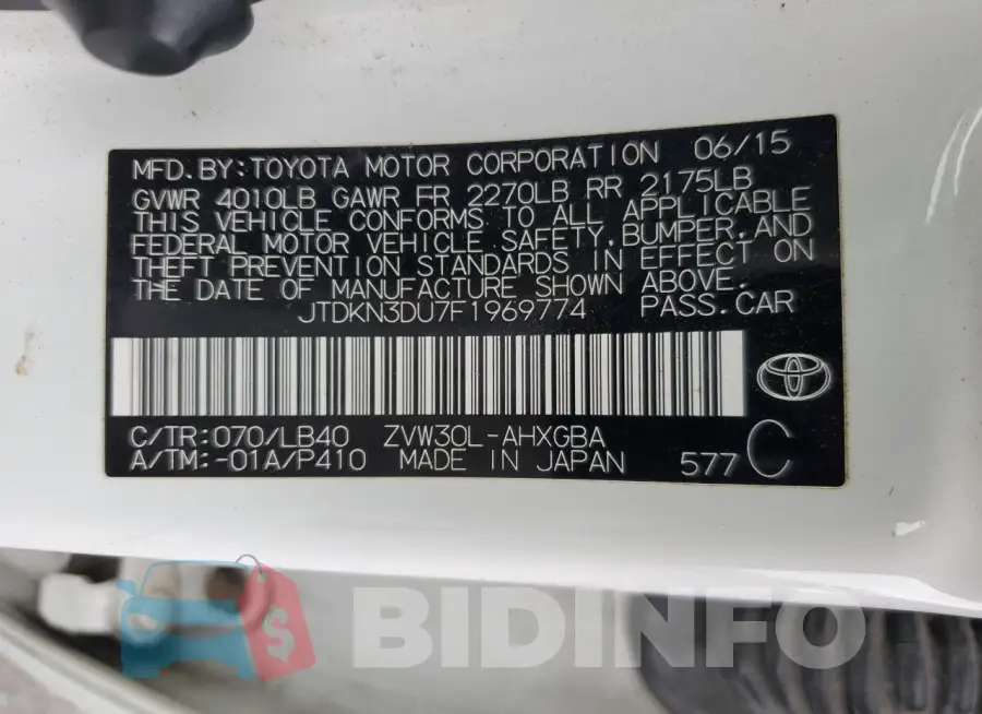 JTDKN3DU7F1969774 Photo# 12