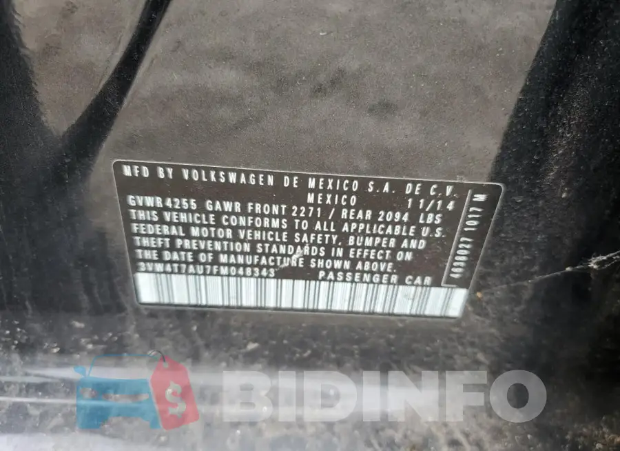 3VW4T7AU7FM048343 Photo# 12