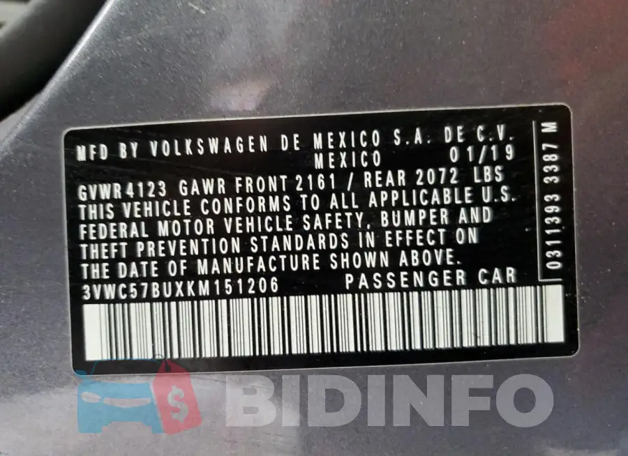 3VWC57BUXKM151206 Photo# 12