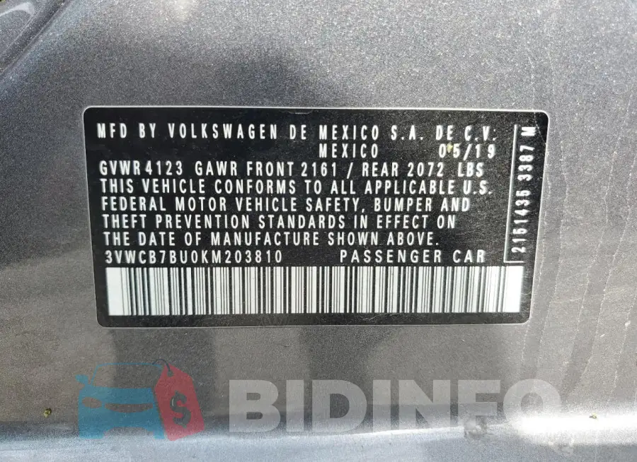 3VWCB7BU0KM203810 Photo# 12