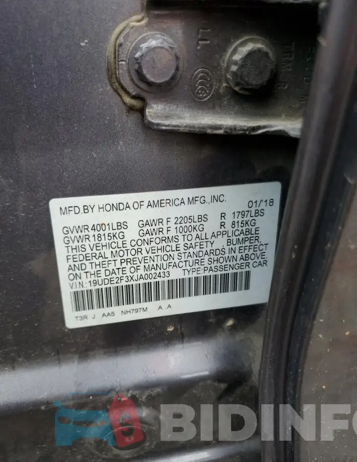 19UDE2F3XJA002433 Photo# 12