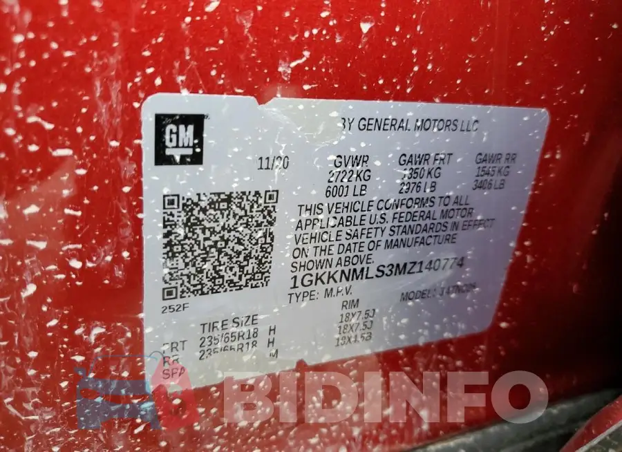 1GKKNMLS3MZ140774 Photo# 14