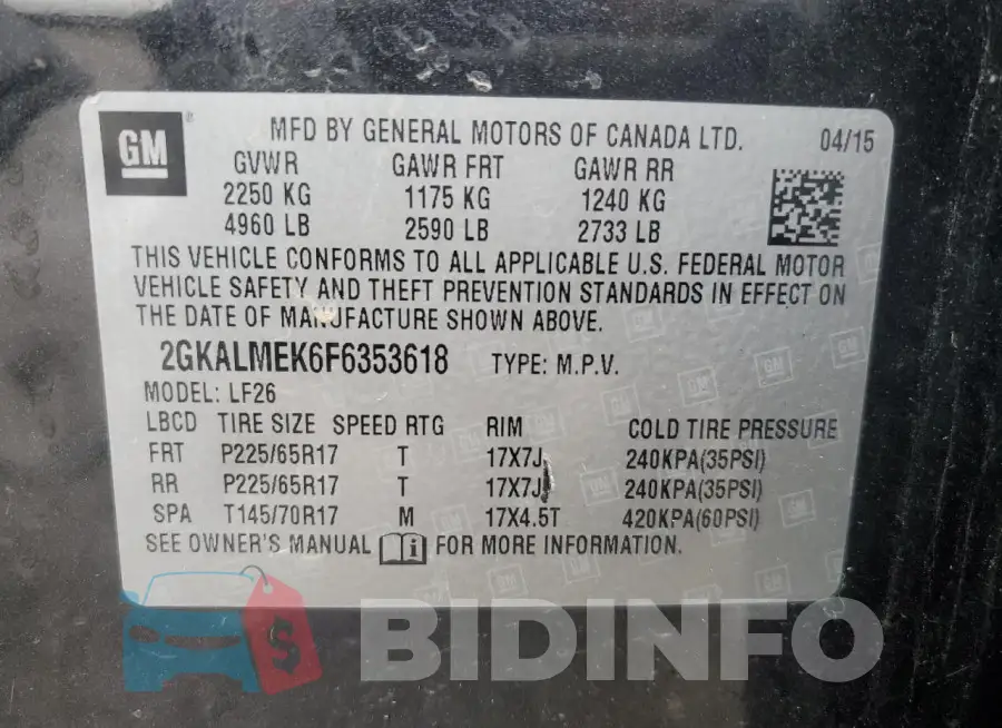 2GKALMEK6F6353618 Photo# 13