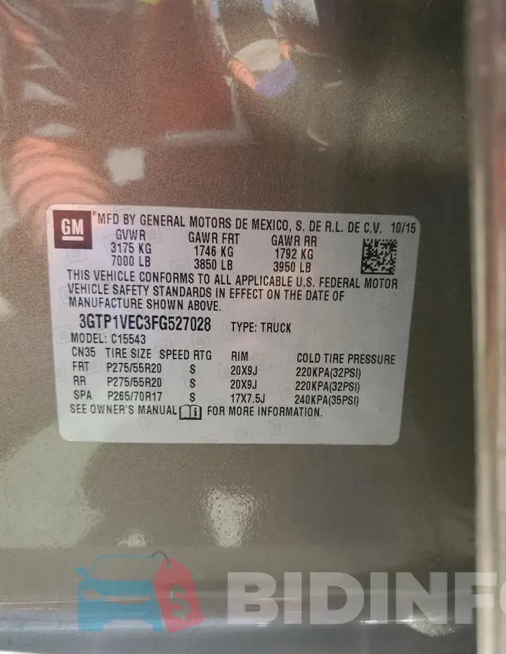 3GTP1VEC3FG527028 Photo# 13