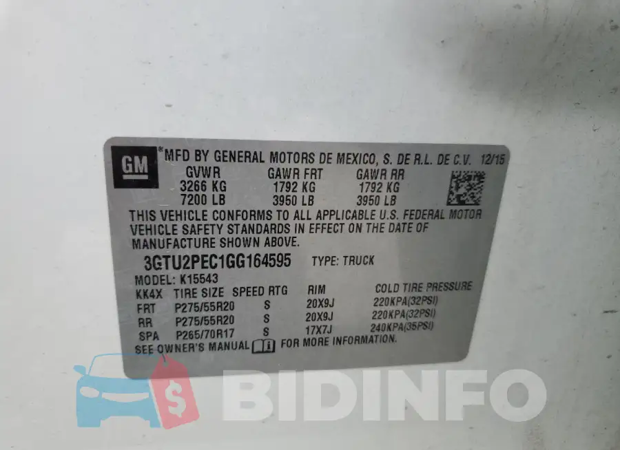 3GTU2PEC1GG164595 Photo# 12