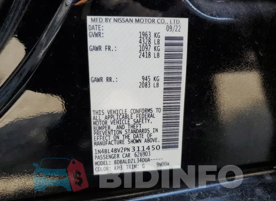 1N4BL4BV2PN311450 Photo# 12