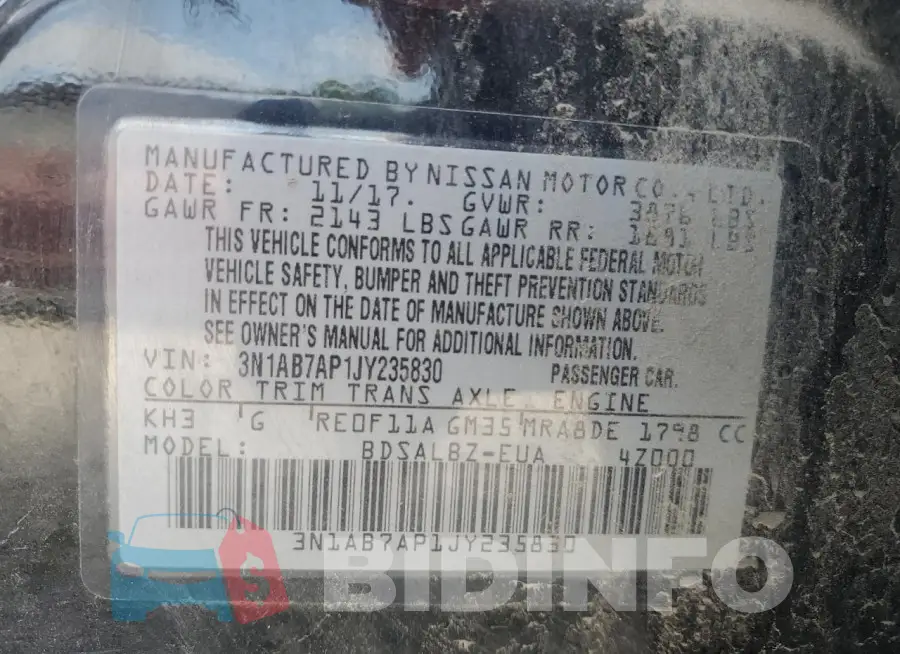 3N1AB7AP1JY235830 Photo# 12