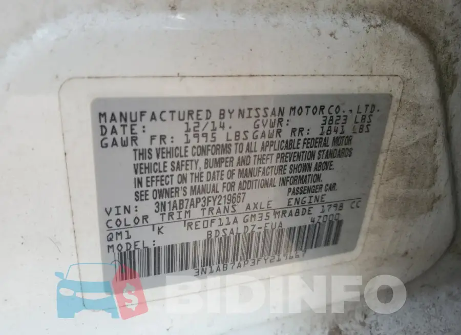 3N1AB7AP3FY219667 Photo# 12