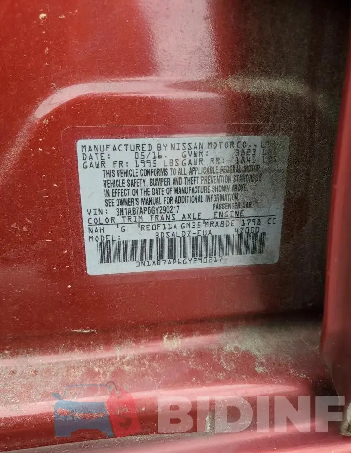 3N1AB7AP6GY290217 Photo# 12