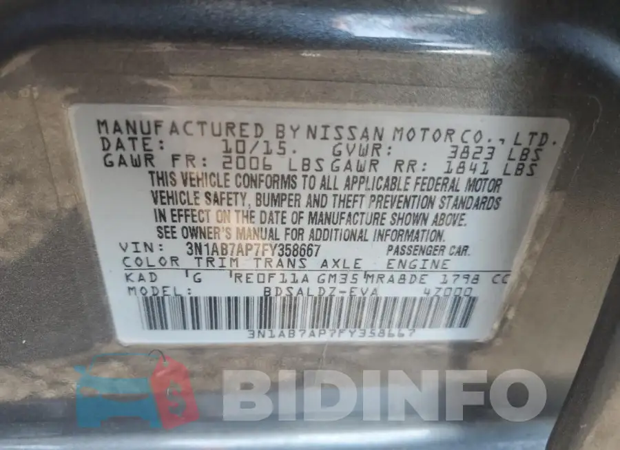 3N1AB7AP7FY358667 Photo# 12