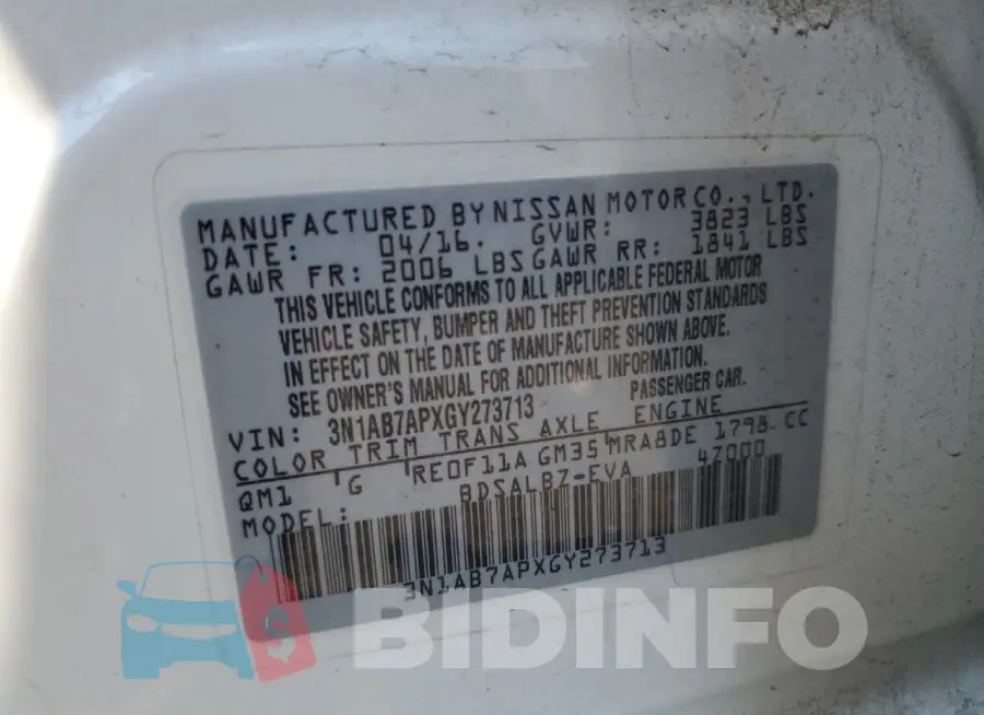 3N1AB7APXGY273713 Photo# 13