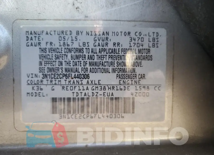 3N1CE2CP6FL440306 Photo# 12