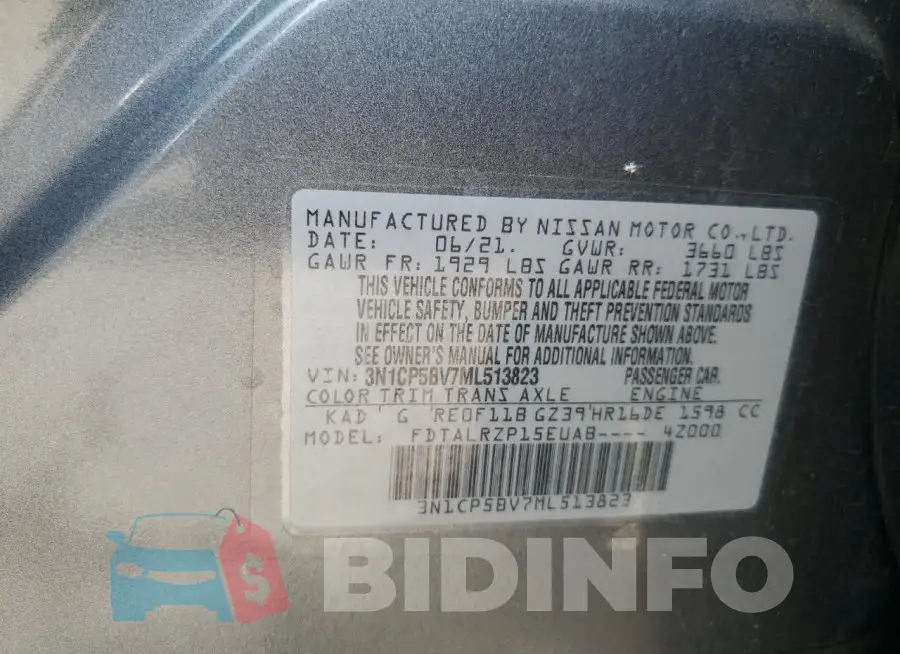 3N1CP5BV7ML513823 Photo# 12