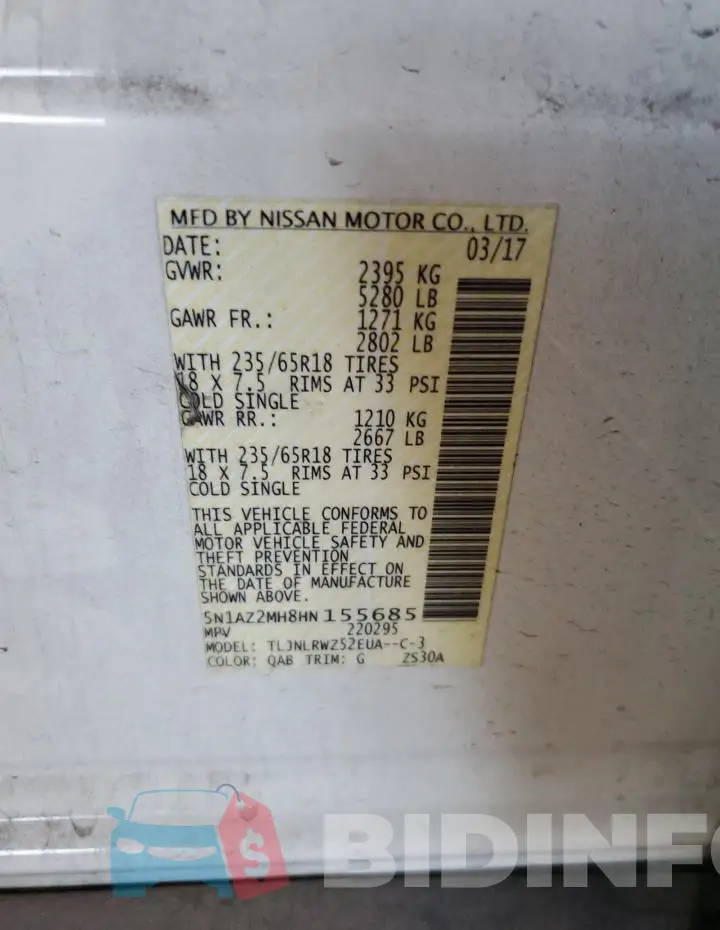 5N1AZ2MH8HN155685 Photo# 13