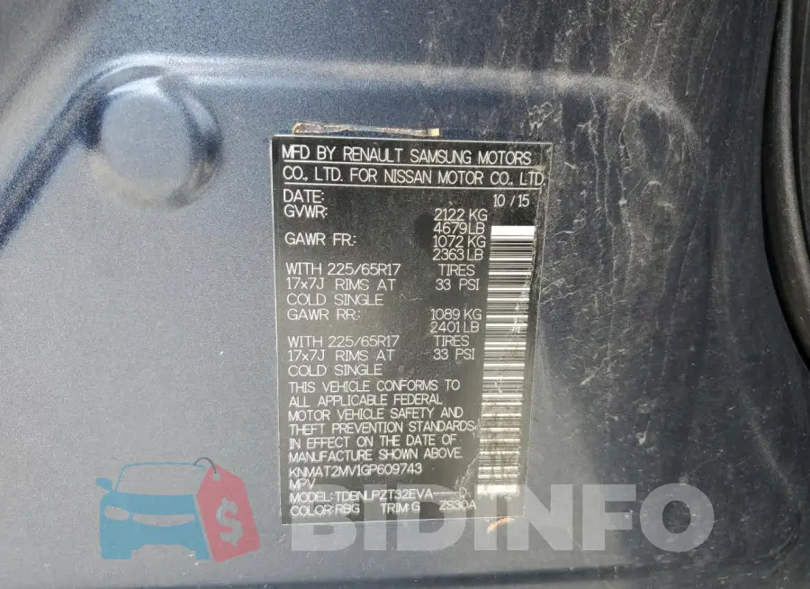 KNMAT2MV1GP609743 Photo# 13