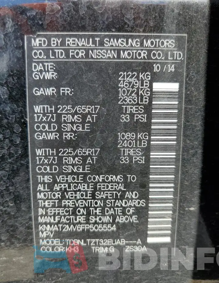 KNMAT2MV6FP505554 Photo# 13