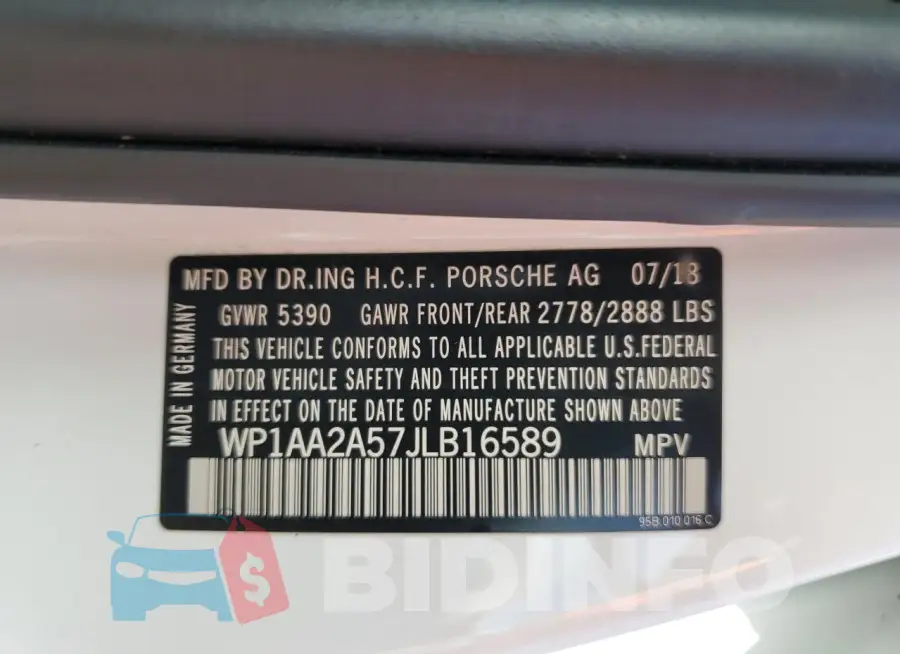 WP1AA2A57JLB16589 Photo# 14