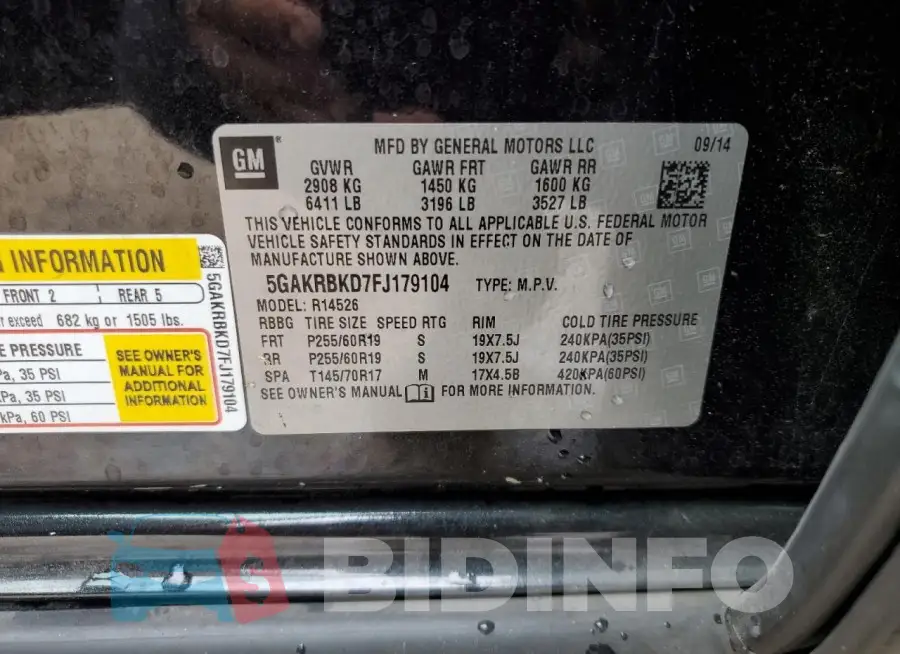 5GAKRBKD7FJ179104 Photo# 12