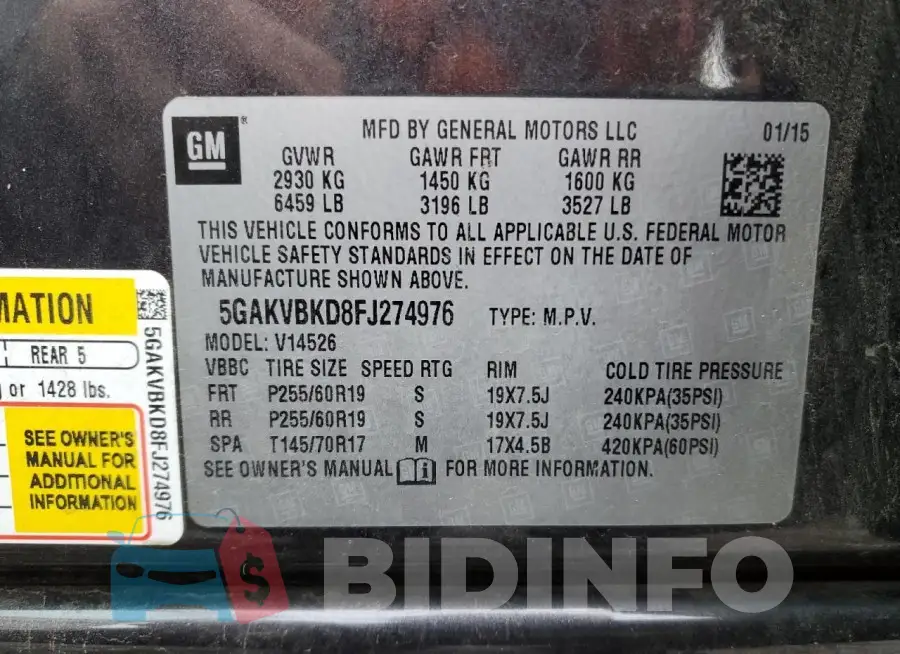 5GAKVBKD8FJ274976 Photo# 13