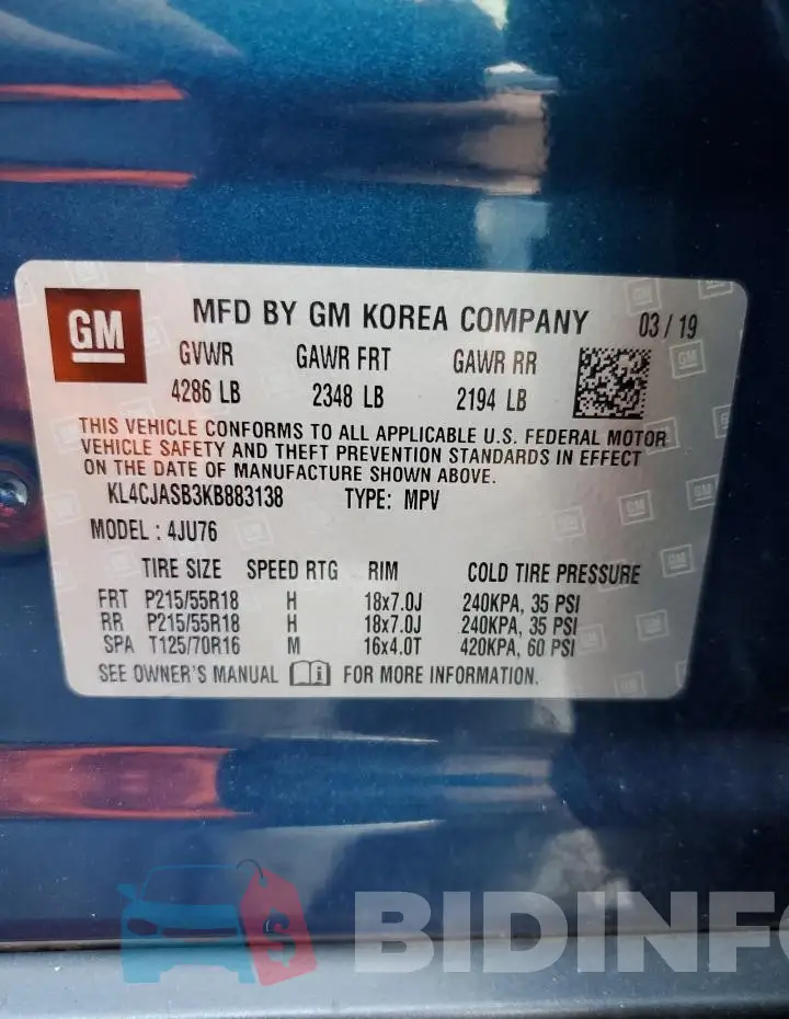 KL4CJASB3KB883138 Photo# 12