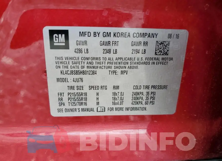 KL4CJBSB5HB012384 Photo# 14