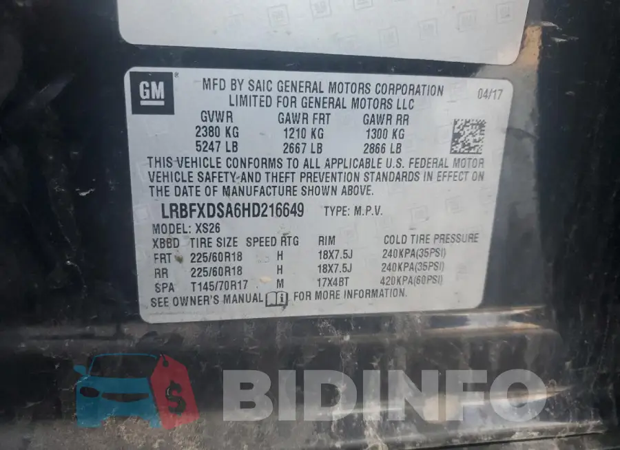 LRBFXDSA6HD216649 Photo# 13