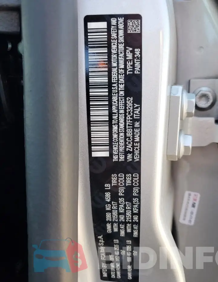 ZACCJBBT7FPC32952 Photo# 12