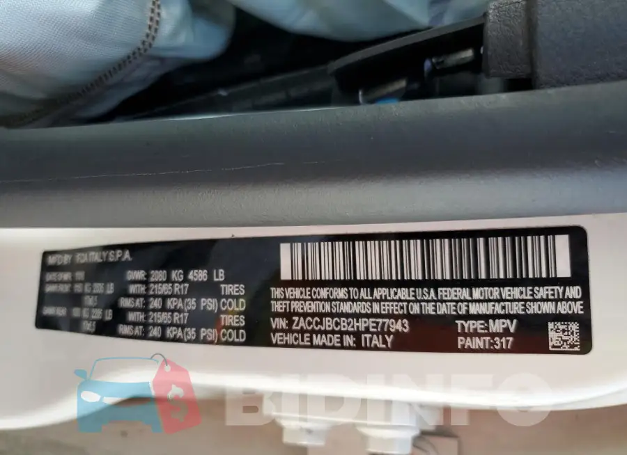 ZACCJBCB2HPE77943 Photo# 12