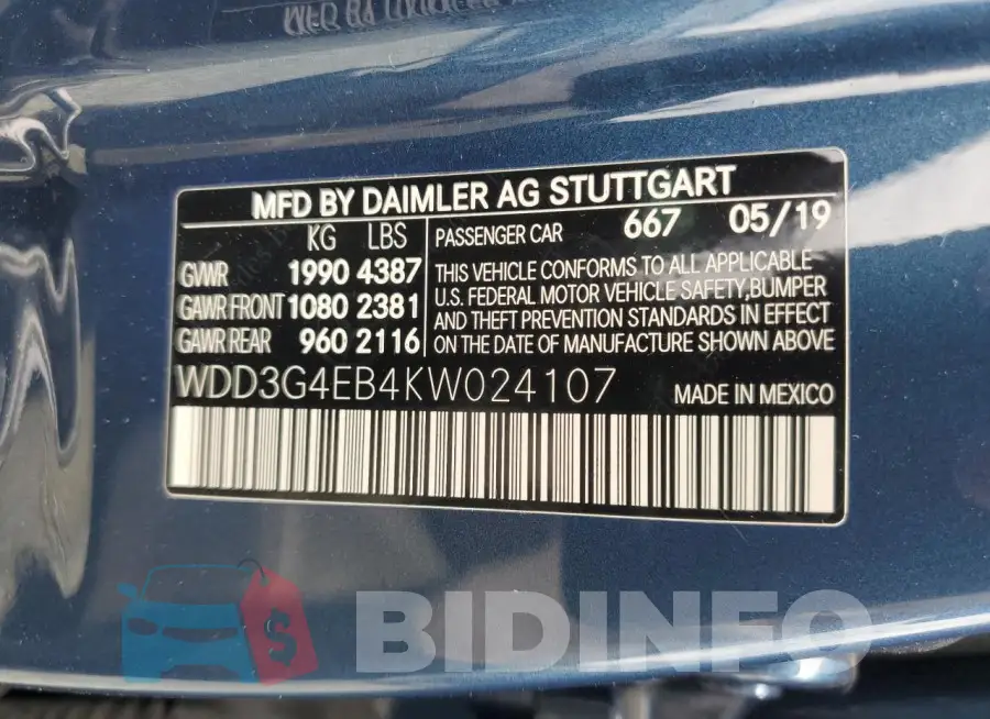 WDD3G4EB4KW024107 Photo# 12