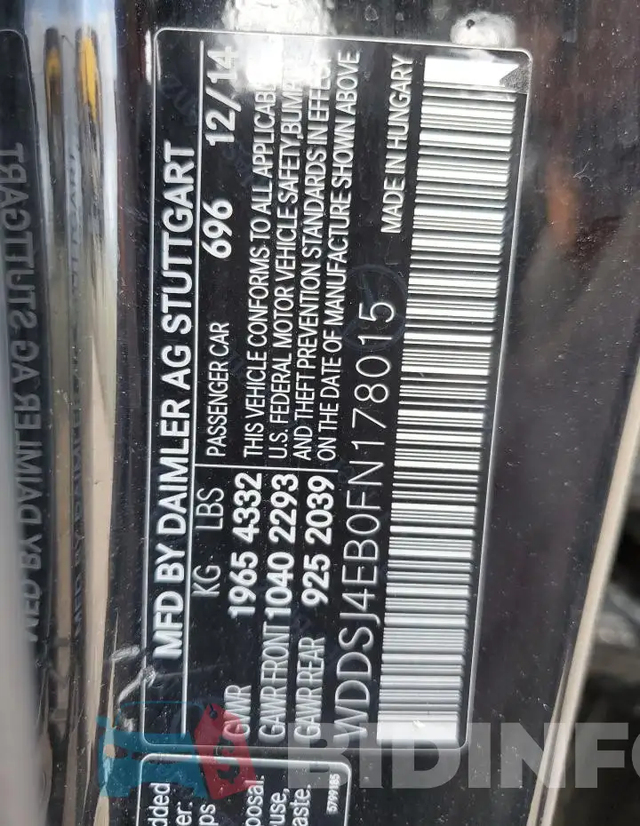 WDDSJ4EB0FN178015 Photo# 12