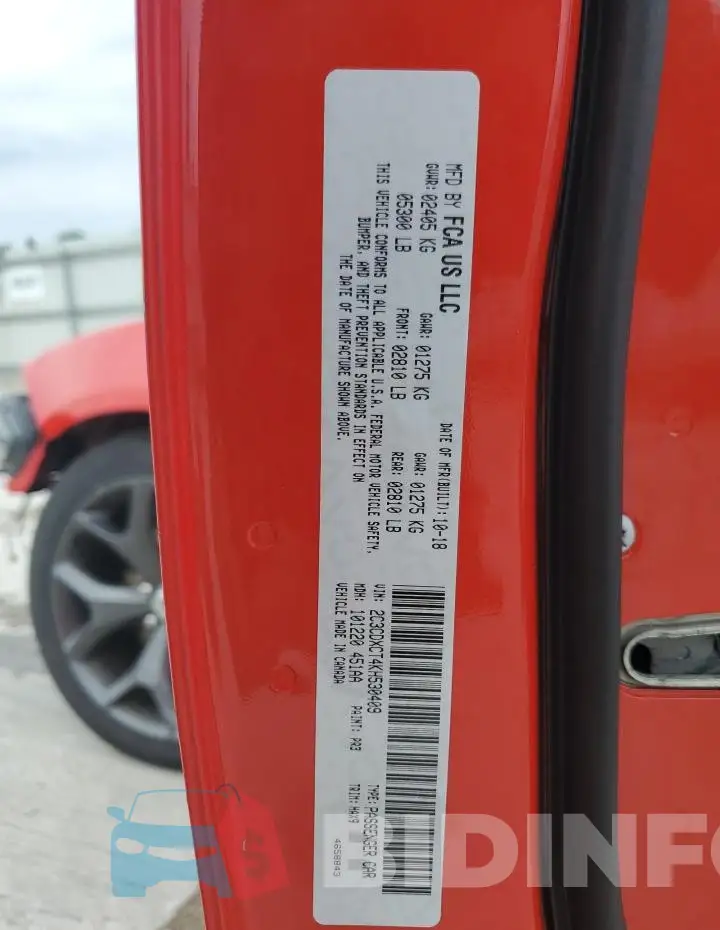 2C3CDXCT4KH530409 Photo# 13