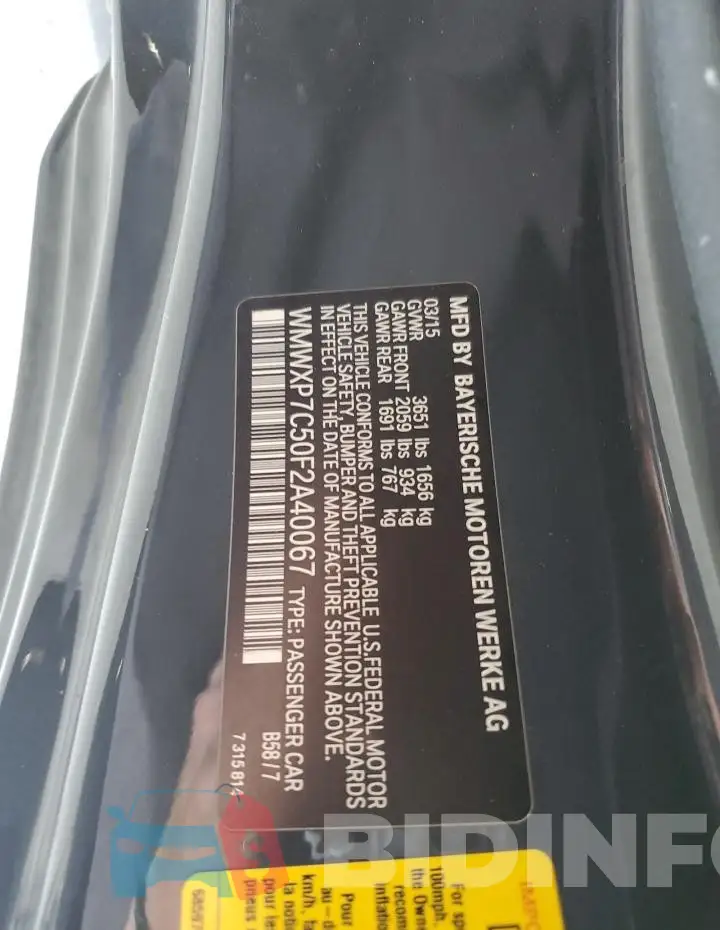 WMWXP7C50F2A40067 Photo# 12