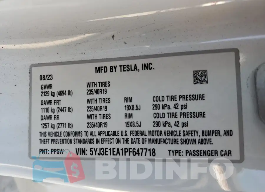 5YJ3E1EA1PF647718 Photo# 13
