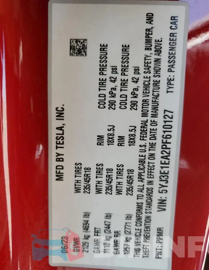 5YJ3E1EA2PF610127 Photo# 13
