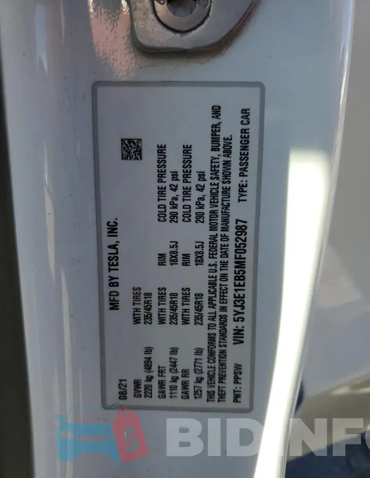 5YJ3E1EB5MF052987 Photo# 12