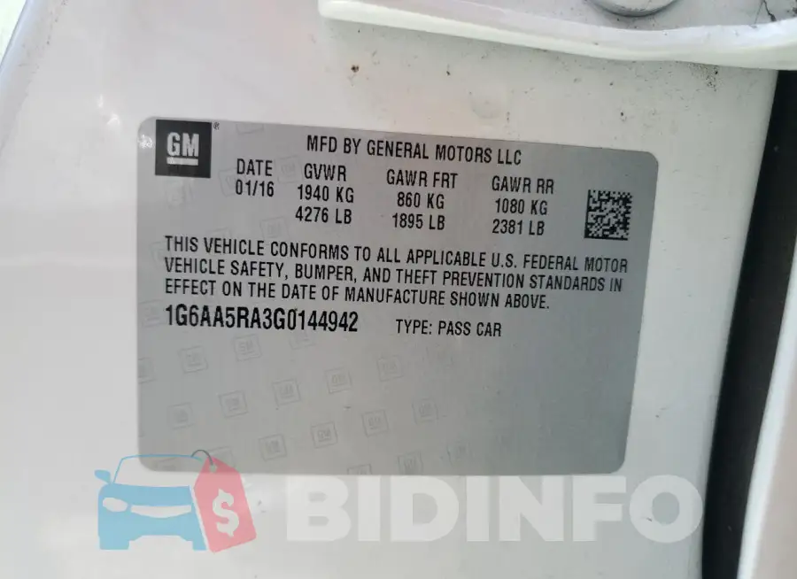 1G6AA5RA3G0144942 Photo# 12