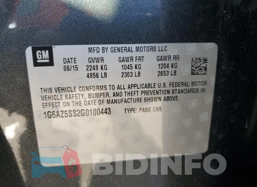 1G6AZ5SS2G0100443 Photo# 12