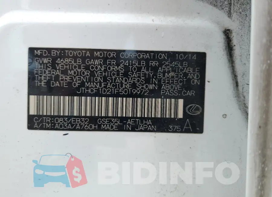 JTHCF1D21F5019972 Photo# 12