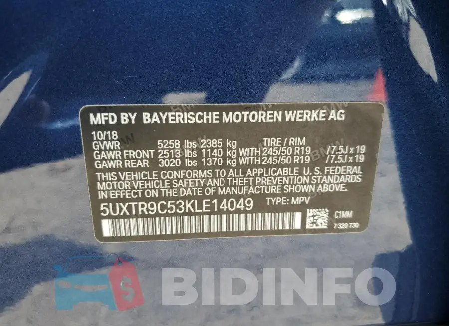 5UXTR9C53KLE14049 Photo# 14