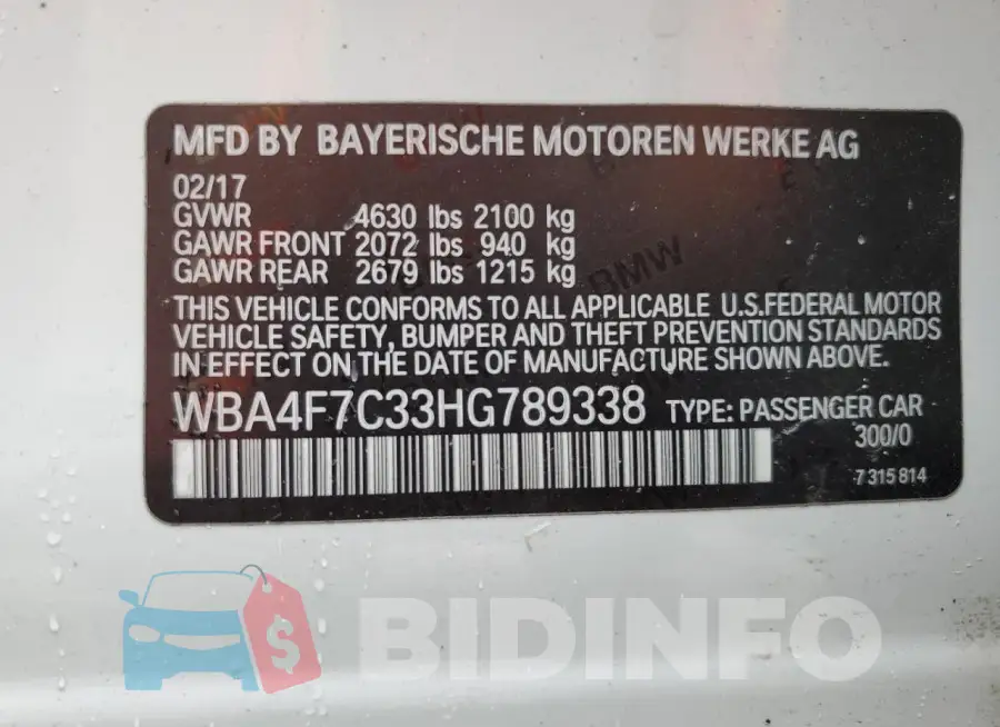 WBA4F7C33HG789338 Photo# 12