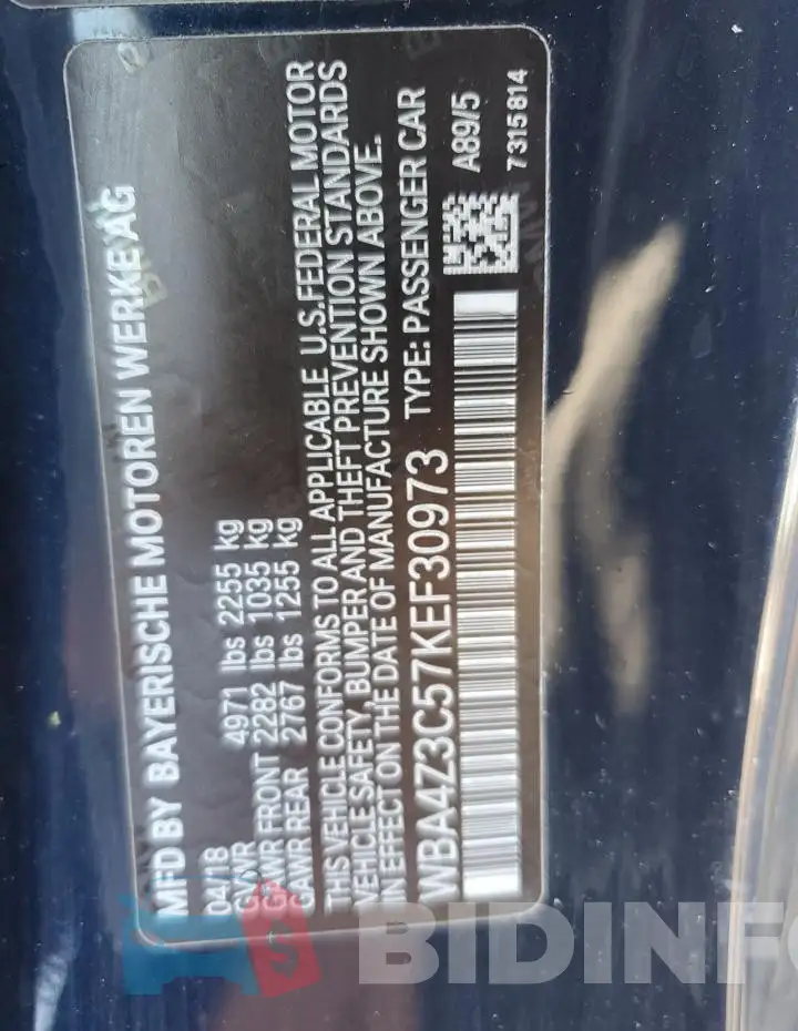 WBA4Z3C57KEF30973 Photo# 12