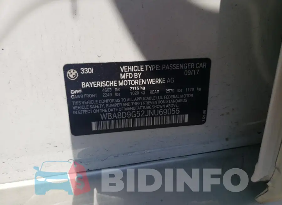 WBA8D9G52JNU69055 Photo# 13